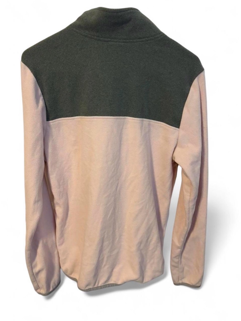 The North Face Pink and Olive Quarter-Snap Fleece Pullover - Picture 4 of 5